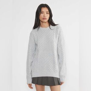 Aritzia Sunday Best Peggy cable knit sweater Heather chrome size S
